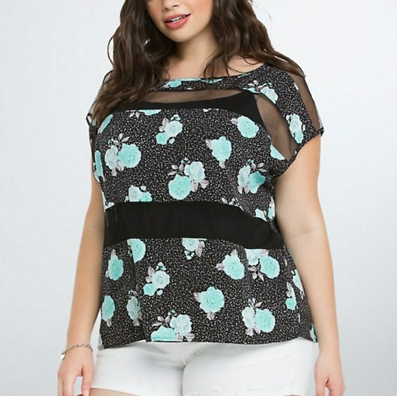 torrid Tops - Torrid Floral Mesh Panel Top - 5 (26/28)
